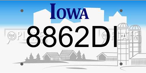8862DI Iowa License Plate