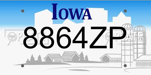 8864ZP Iowa License Plate