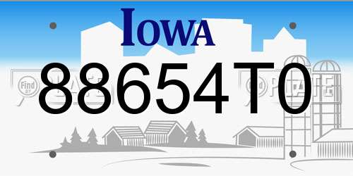 88654T0 Iowa License Plate