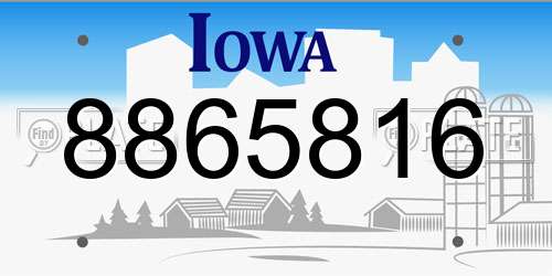8865816 Iowa License Plate