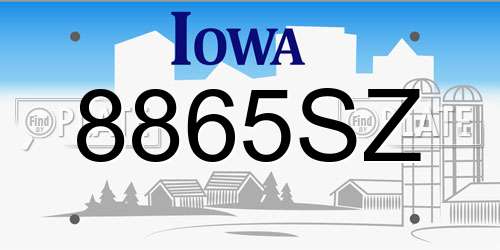 8865SZ Iowa License Plate