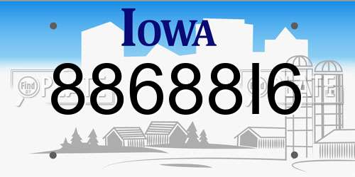 88688I6 Iowa License Plate