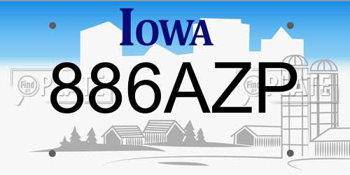 886AZP Iowa License Plate
