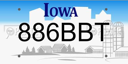 886BBT Iowa License Plate