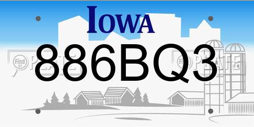 886BQ3 Iowa License Plate