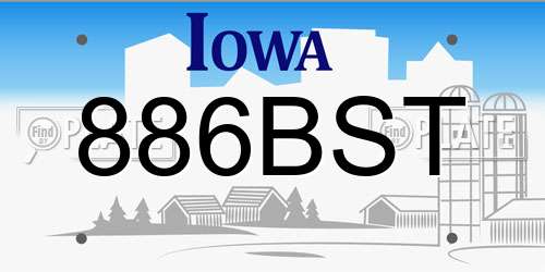 886BST Iowa License Plate