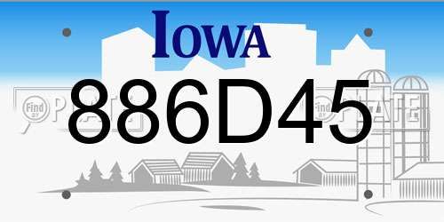 886D45 Iowa License Plate