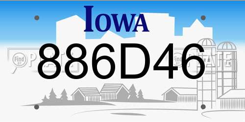 886D46 Iowa License Plate
