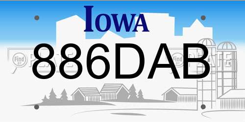 886DAB Iowa License Plate
