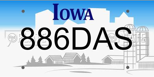886DAS Iowa License Plate