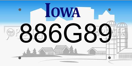 886G89 Iowa License Plate
