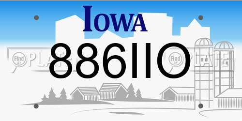 886IIO Iowa License Plate