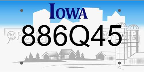 886Q45 Iowa License Plate