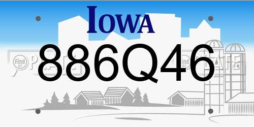 886Q46 Iowa License Plate