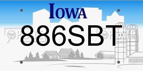 886SBT Iowa License Plate