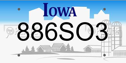 886SO3 Iowa License Plate