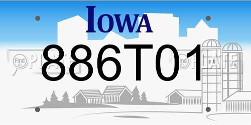 886T01 Iowa License Plate