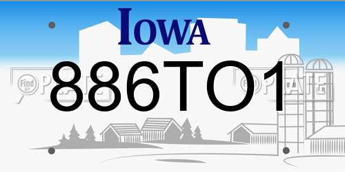 886TO1 Iowa License Plate
