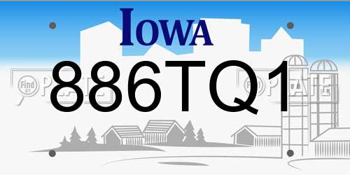886TQ1 Iowa License Plate