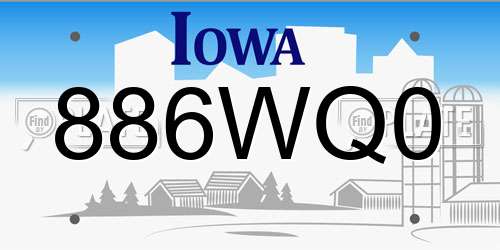 886WQ0 Iowa License Plate