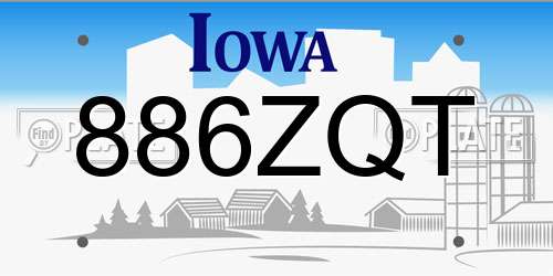 886ZQT Iowa License Plate