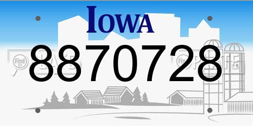 8870728 Iowa License Plate