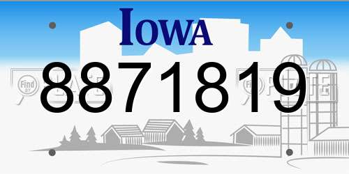 8871819 Iowa License Plate