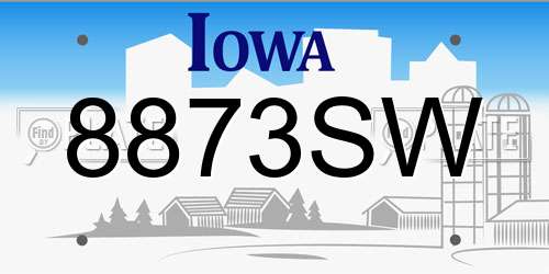 8873SW Iowa License Plate