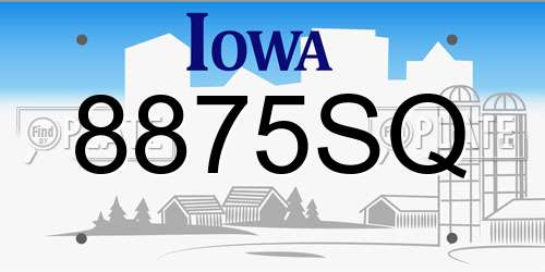 8875SQ Iowa License Plate