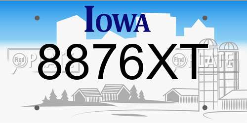 8876XT Iowa License Plate