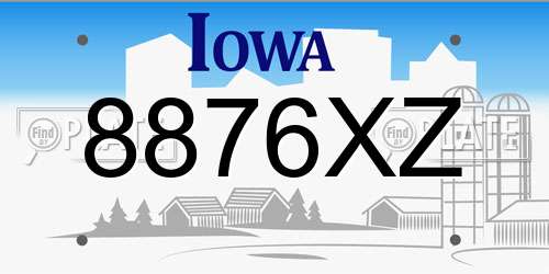 8876XZ Iowa License Plate