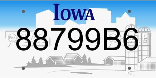 88799B6 Iowa License Plate
