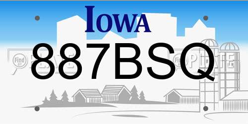 887BSQ Iowa License Plate