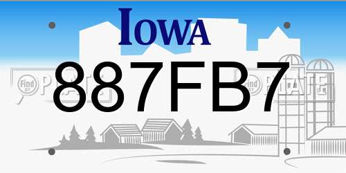 887FB7 Iowa License Plate