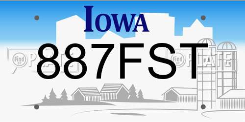 887FST Iowa License Plate