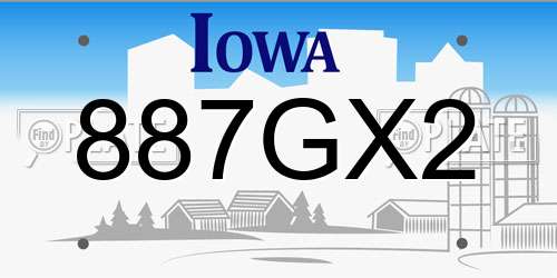 887GX2 Iowa License Plate