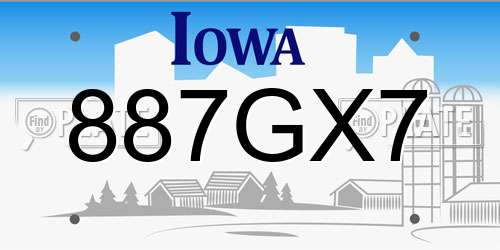 887GX7 Iowa License Plate