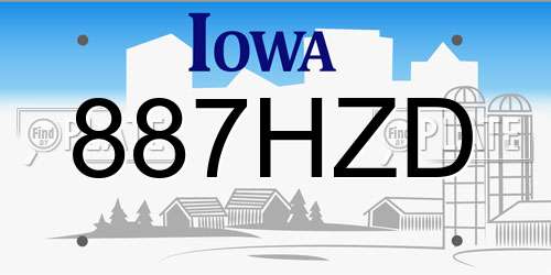 887HZD Iowa License Plate