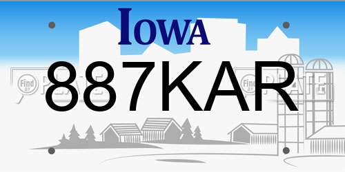 887KAR Iowa License Plate
