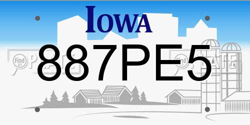 887PE5 Iowa License Plate