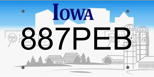 887PEB Iowa License Plate
