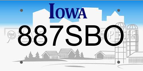 887SBO Iowa License Plate