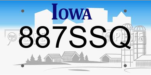 887SSQ Iowa License Plate