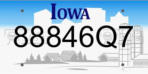 88846Q7 Iowa License Plate
