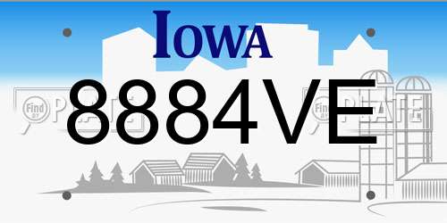 8884VE Iowa License Plate