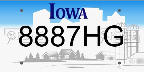 8887HG Iowa License Plate