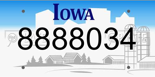 8888034 Iowa License Plate
