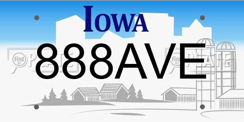 888AVE Iowa License Plate