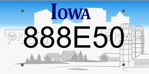 888E50 Iowa License Plate