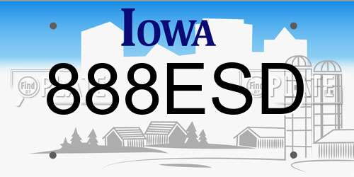 888ESD Iowa License Plate